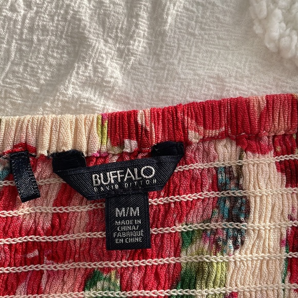 Buffalo David Bitton Squareneck Floral Cropped Blouse Size M - Picture 3 of 6